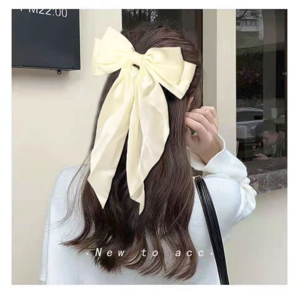 Dây Buộc Tóc Vải Satin Hai Lớp Cỡ Lớn Họa Tiết Bướm Xinh Xắn Cho Bé Gái