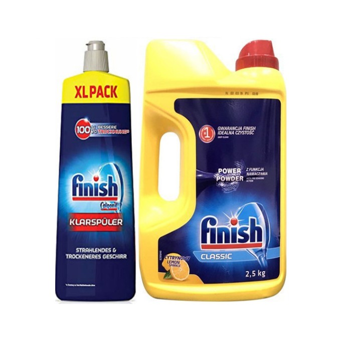 Combo Nước làm bóng finish 750ml+2.5kg Bột rửa bát Finish- Hanomart