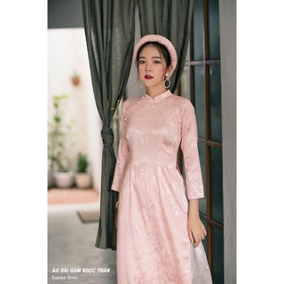 Áo dài hồng gấm