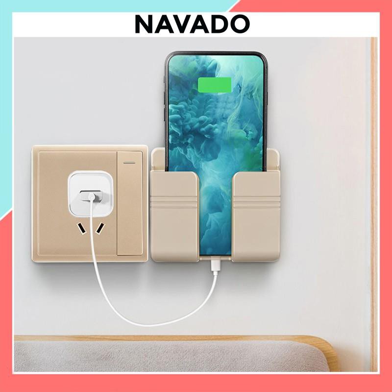 Kệ  Dán Tường để điện thoại, Remote, Đồ Dùng Giá Đỡ Sạc Điện Thoại - Có Móc Treo Giữ Dây Điện đa năng GDT01 SUVADO