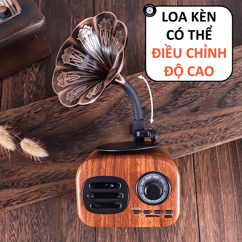Loa Bluetooth Cổ Điển OLIVER FT05 Loa Kèn Bluetooth Mini Vintage Đồ Decor Bàn Học Trang Trí Phòng Khách Làm Quà Tặng