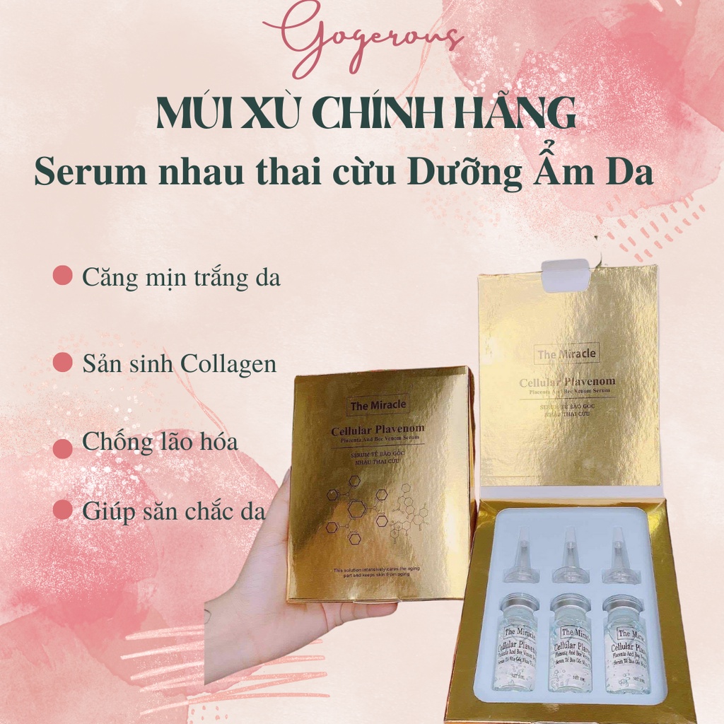 Serum tế bào gốc nhau thai cừu Múi xù Gogerous dưỡng ẩm cho da size ba lọ, Tinh chất nọc ong dưỡng ẩm sáng trắng căng mị