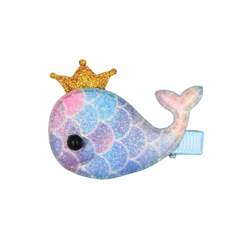 1 Kẹp Tóc Hình Cá Voi Màu Cầu Vồng Cho Bé Gái