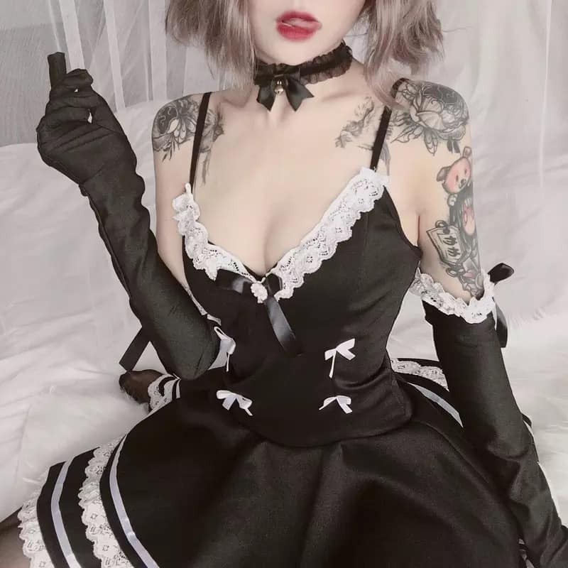 (Có sẵn) Cosplay hóa trang tiểu thư, thiên thần váy Lolita màu đen kèm nón, công chúa | BigBuy360 - bigbuy360.vn