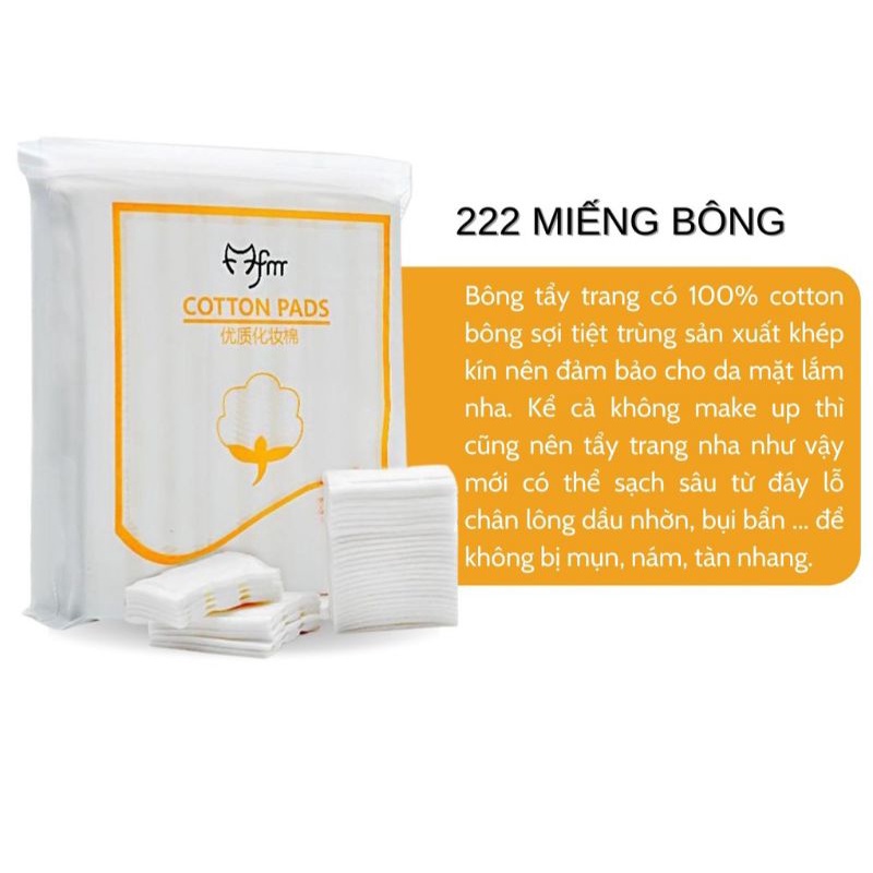 Bông tẩy trang 3 lớp FM Cotton Pads 222 miếng Bông Tẩy Trang nội địa Trung