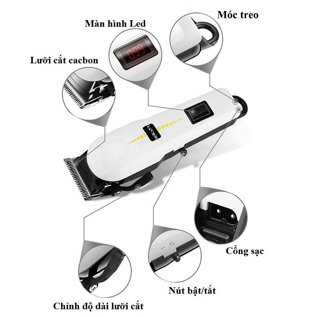 Tăng đơ cắt tóc, tông đơ máy cắt hớt tỉa tóc không dây giá rẻ