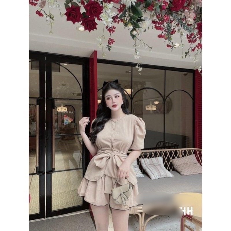 BỘ ĐŨI BÈO NƠ EO MÀU BE