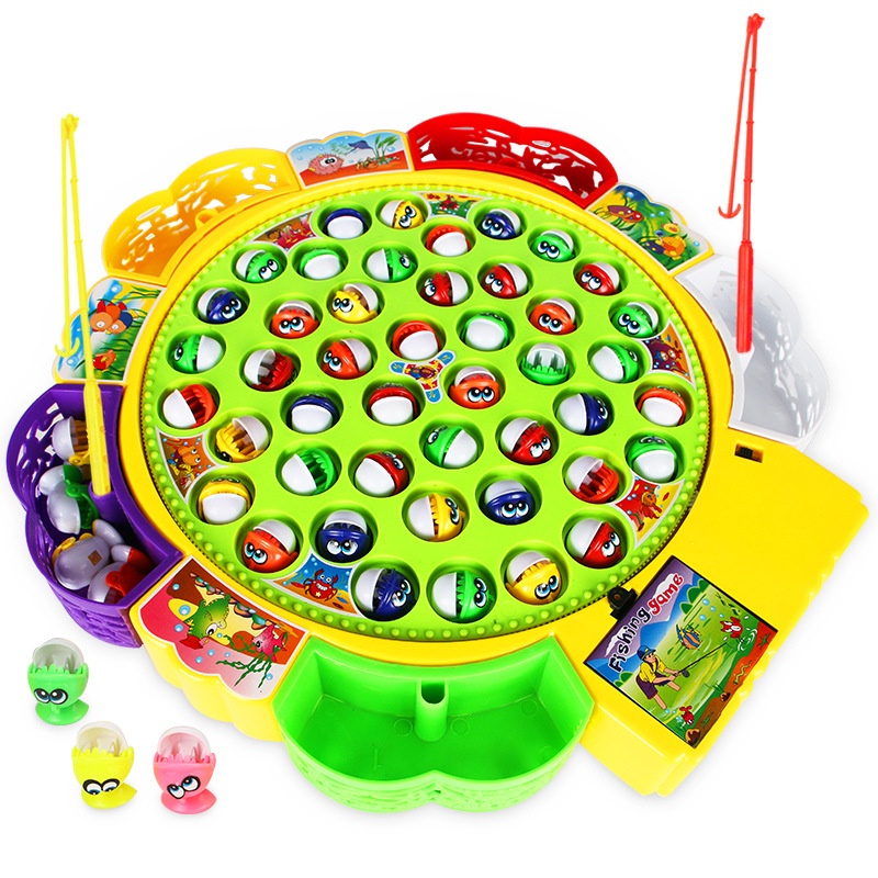 Đồ Chơi Câu Cá, Bộ Đồ Chơi Câu Cá Cho Bé Size Lớn 5 Cần Câu - 45 Con Cá Phát Nhạc, Chất Liệu Nhựa ABS An Toàn, Kèm pin