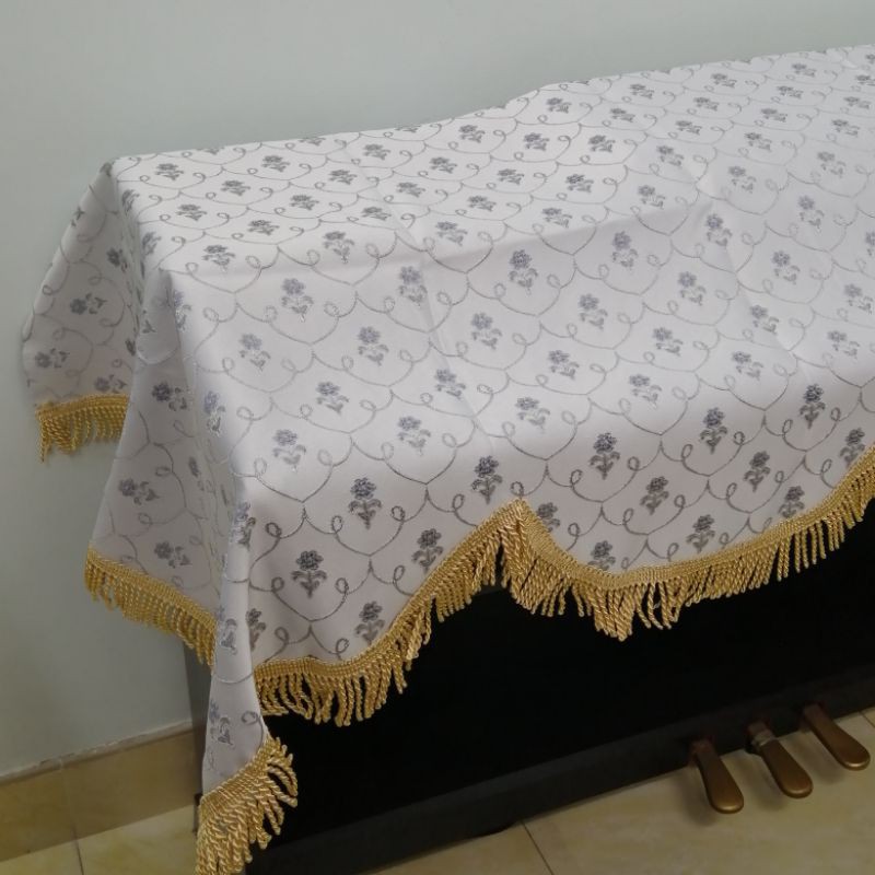 Khăn phủ đàn Piano điện mẫu hoa lưới xanh