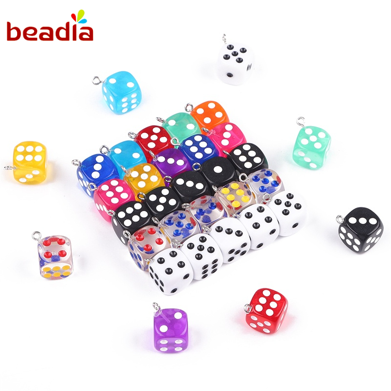 Mặt phụ kiện Beadia thiết kế hình xúc xắc bằng nhựa độc đáo dành cho làm đồ trang sức diy