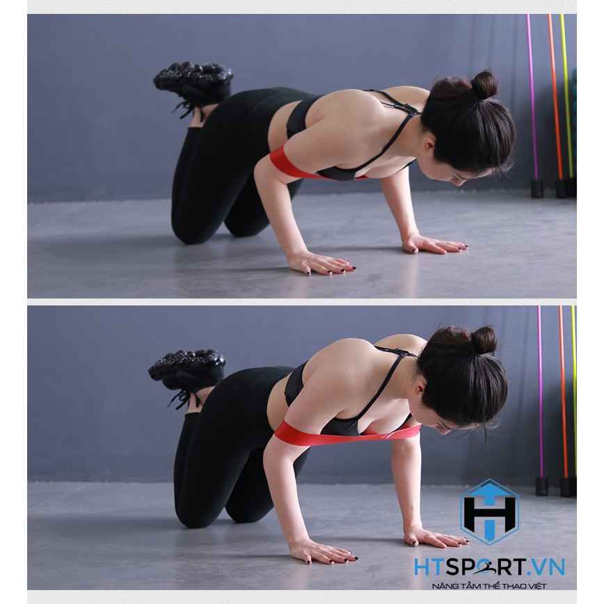 Dây Miniband, Bộ 4 Dây Mini Band Hồng Gradient Kèm Túi Cao Su Đàn Hồi Kháng Lực Tập Chân Mông, Phụ Kiện Tập Gym Nữ