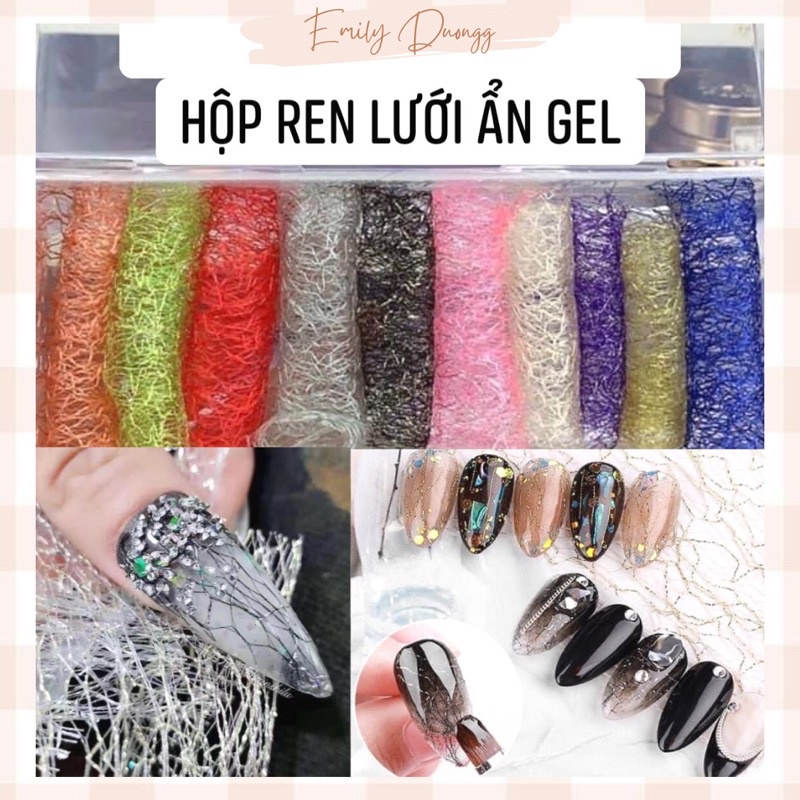 [NAIL] Hộp 10 màu ren ẩn gel - sợi lưới trang trí móng phong cách Hàn Nhật