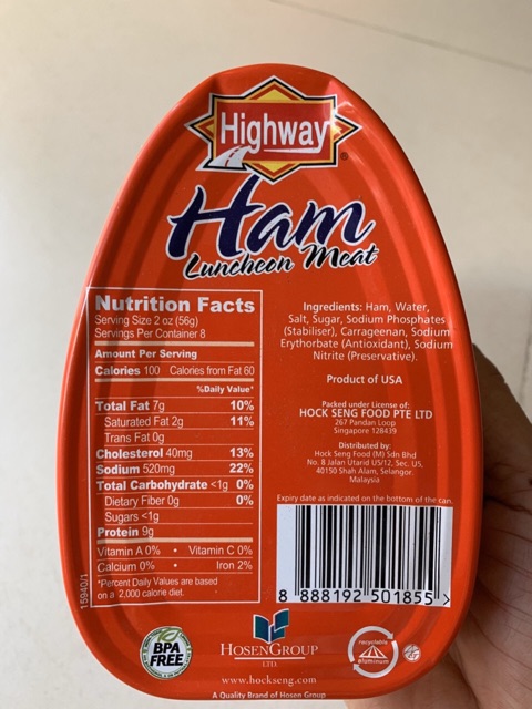 Thịt hộp Ham - xuất xứ : USA Ham highway 454gr :