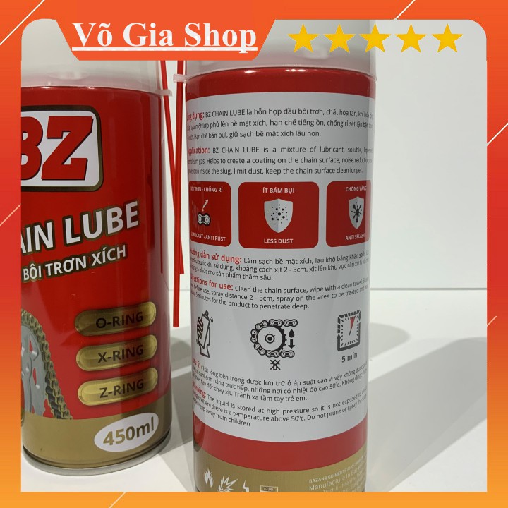 Chai Xịt Dưỡng Sên BZ Chain Lube 450ml Chất Lượng Cao