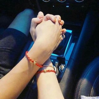 Vòng tay chỉ đỏ bi bạc mạ vàng 6li may mắn