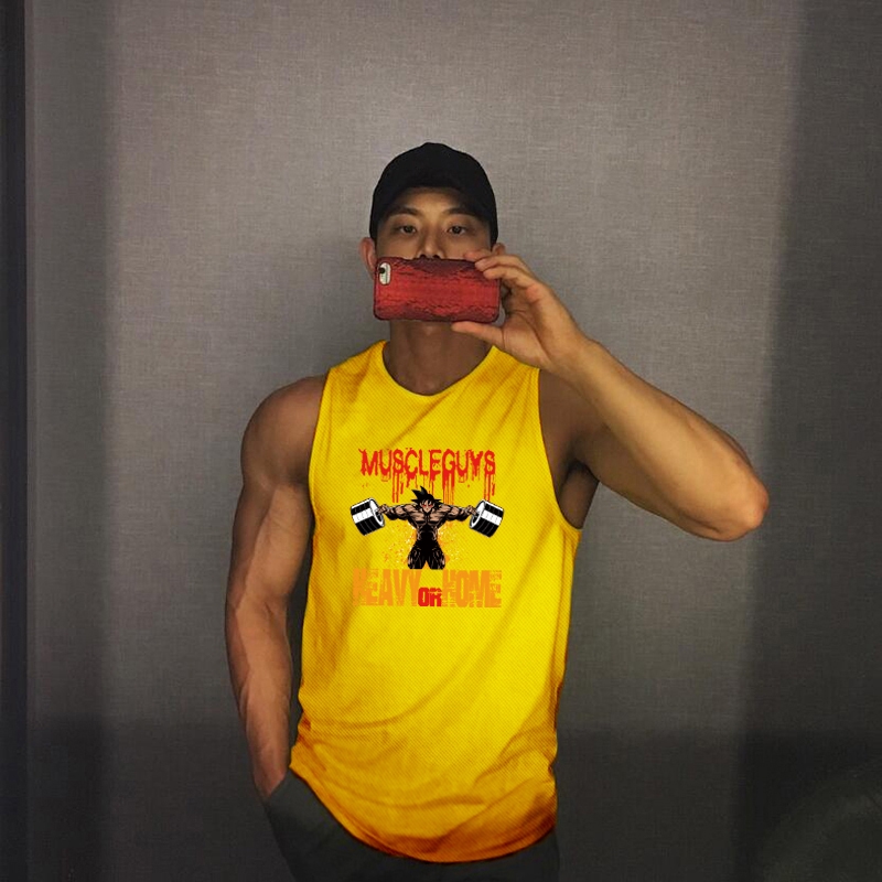 New Workout Gym Summer Mesh Fitness Casual Fashion Tank Top Men Sports Clothing Bodybuilding Singlets Sleeveless Quick Dry Vest