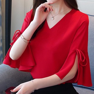 018ak - áo kiểu tay dài cổ trái tim sang trọng lịch sự