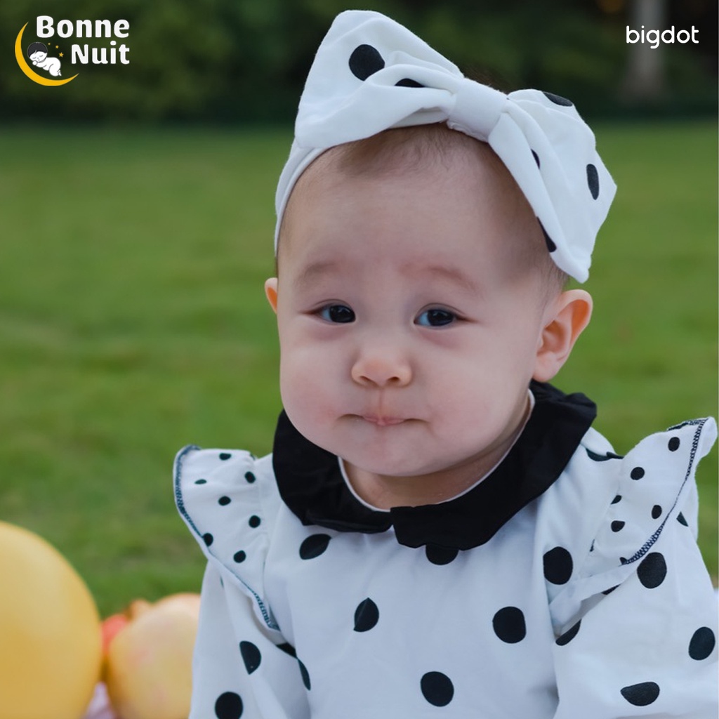 Set bodysuit chấm bị cho bé gái Big Dot kèm băng đô