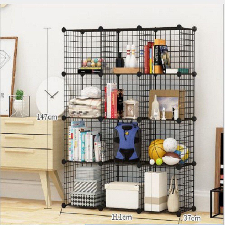 Kệ Sách 12 Ô Lắp Ghép Đa Năng, Kệ Trưng Bày Sản Phẩm Size 35x35 Hai Màu Đen Trắng