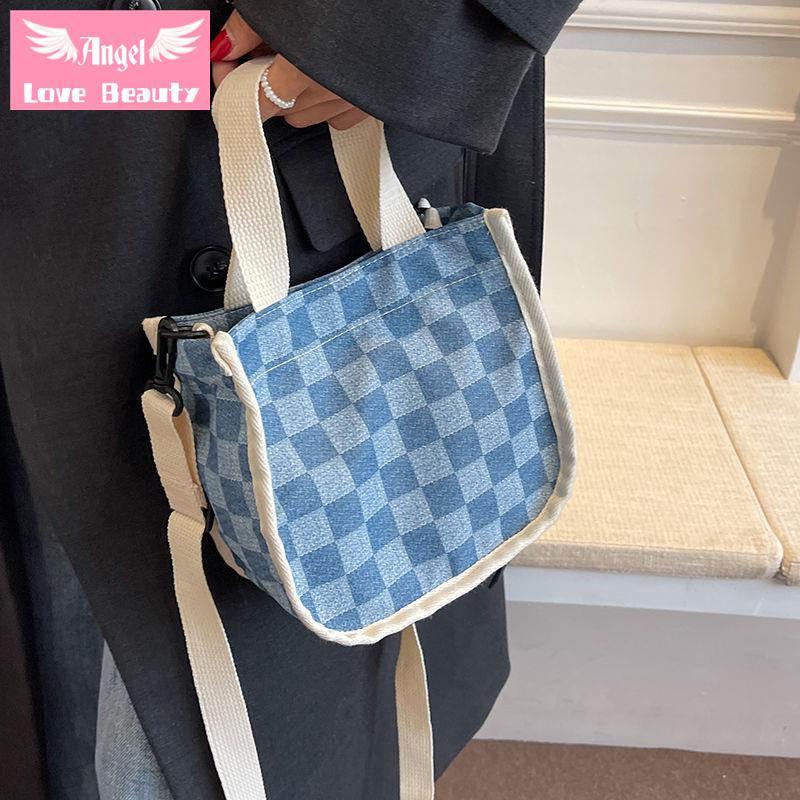 Angel~ [Hàng Có Sẵn] Túi Đựng Mỹ Phẩm Cỡ Nhỏ Phong Cách Nhật Bản Chất Denim Dễ Phối Đồ Thời Trang Mùa Thu Cho Nữ