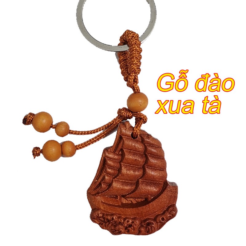 Móc khóa Thuận buồm xuôi gió gỗ đào đuổi tà khí xua tan tai họa