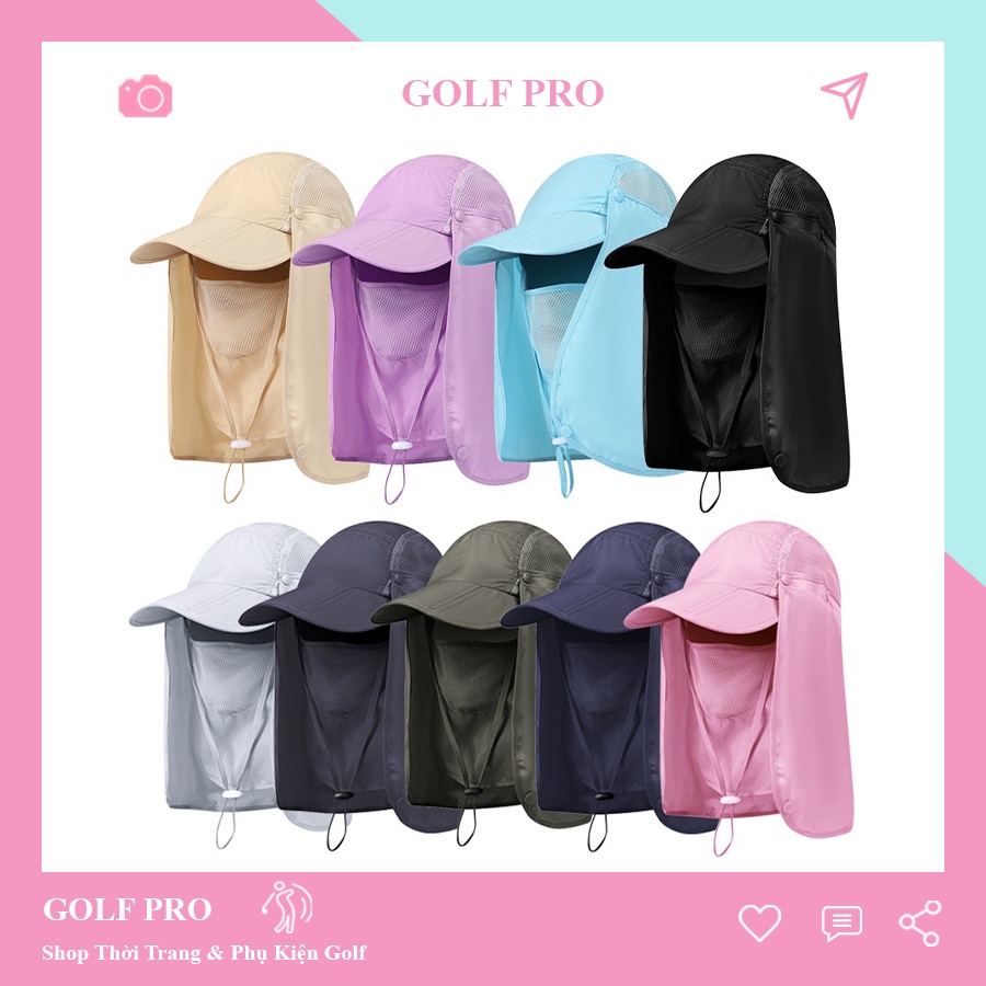 Mũ chống nắng golf nam nữ kèm khẩu trang thoáng khí thấm hút mồ hôi tốt shop GOLF PRO MN002