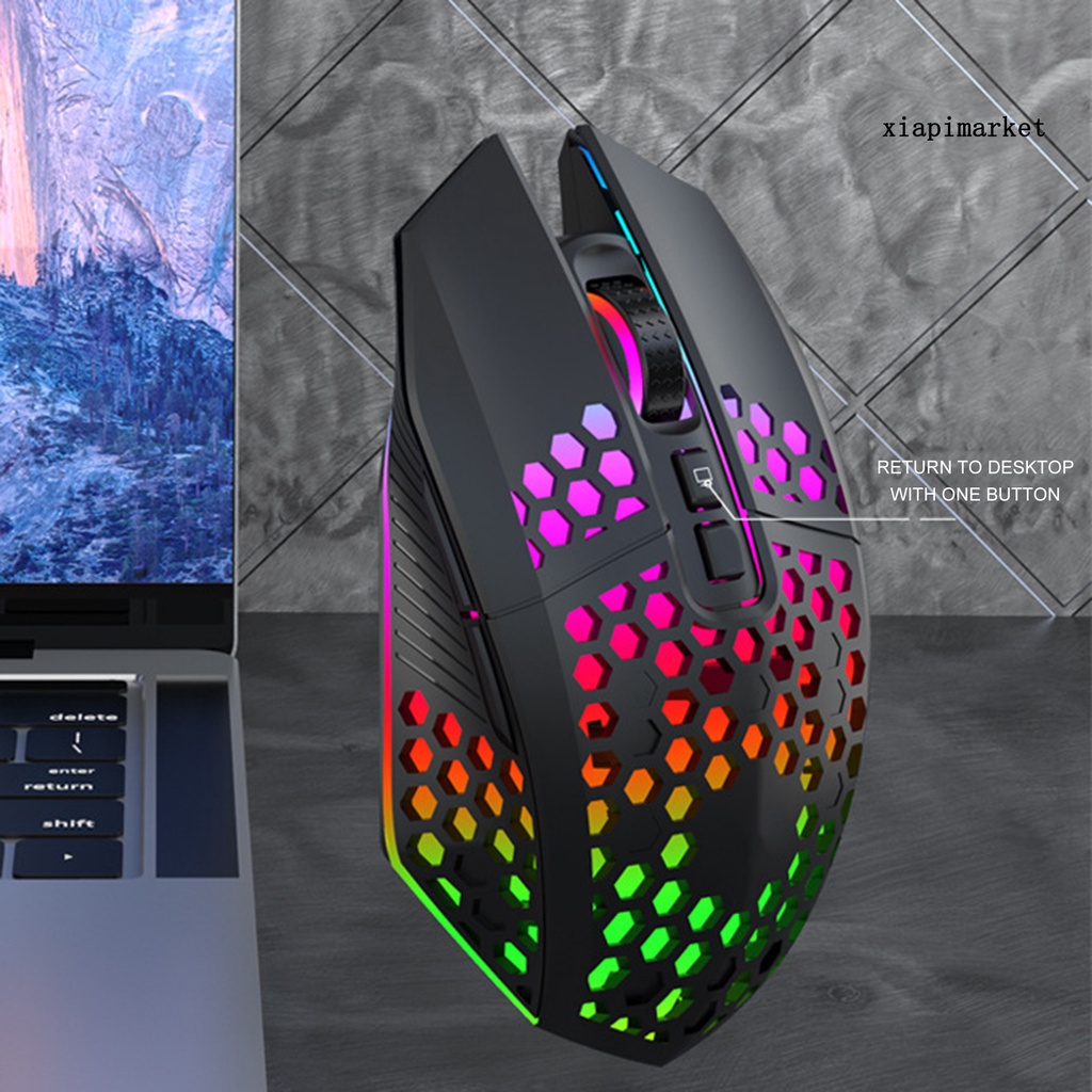 LOP_X801 PC Computer Honeycomb Hollow Wireless Charging Gaming Mute Mouse with RGB