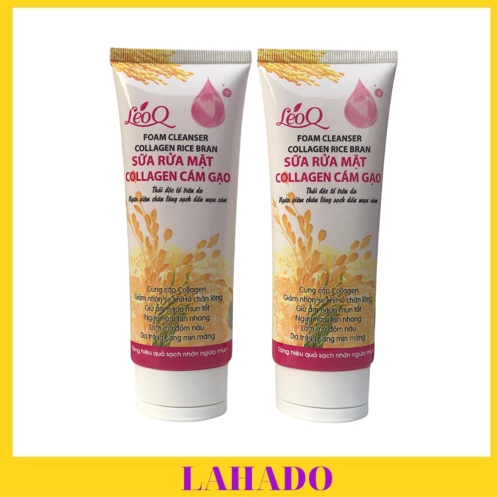 Sữa rửa mặt dịu nhẹ thải độc, collagen cám gạo trắng da LeoQ 100ml