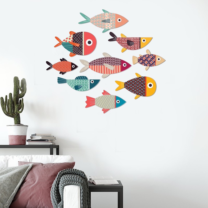 BỘ CÁ  TREO TƯỜNG BIGSIZE - 9 EM CÁ DECOR.IG380.3