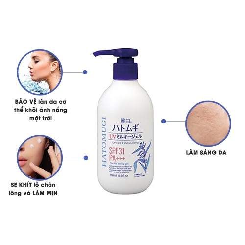 [Sữa Dưỡng Thể] Hatomugi Chống Nắng SPF31 PA+++ Nhật Bản, 250ml