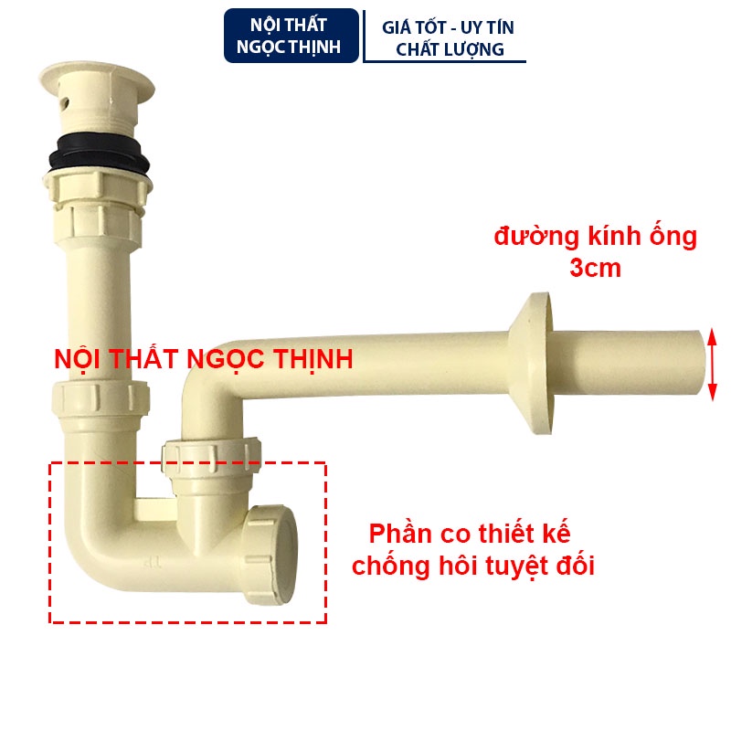 Bộ xả lavabo chậu rửa mặt nhựa ABS dày, bền cao cấp CHỐNG HÔI tuyệt đối