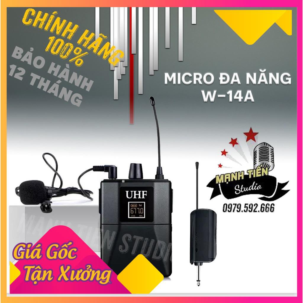 Combo Micro Không Dây Đeo Tai Cài Đầu W14A Trợ Giảng Thuyết Trình Livestream bán hàng Âm Thanh Rõ Nét Bắt Xa 25 Mét