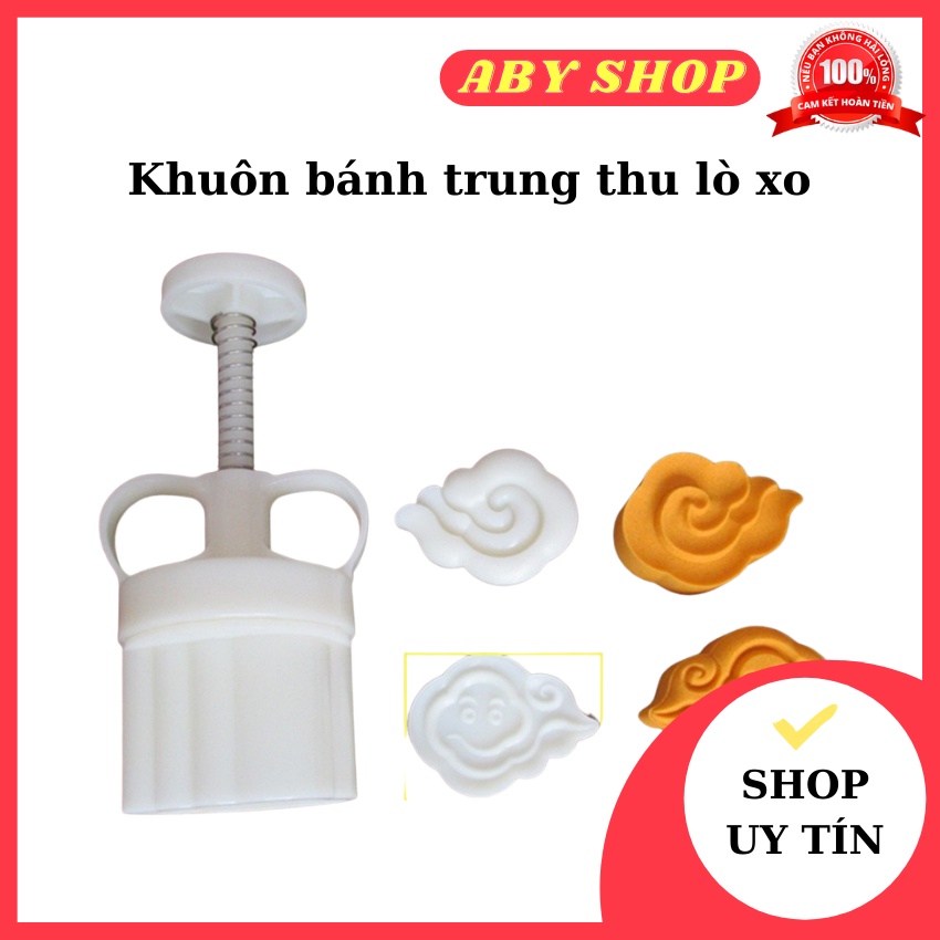 Khuôn bánh trung thu lò xo ⚡ HÀNG LOẠI 1 ⚡ khuôn làm bánh 2 mặt vân mây hình dáng bắt mắt ngộ nghĩnh