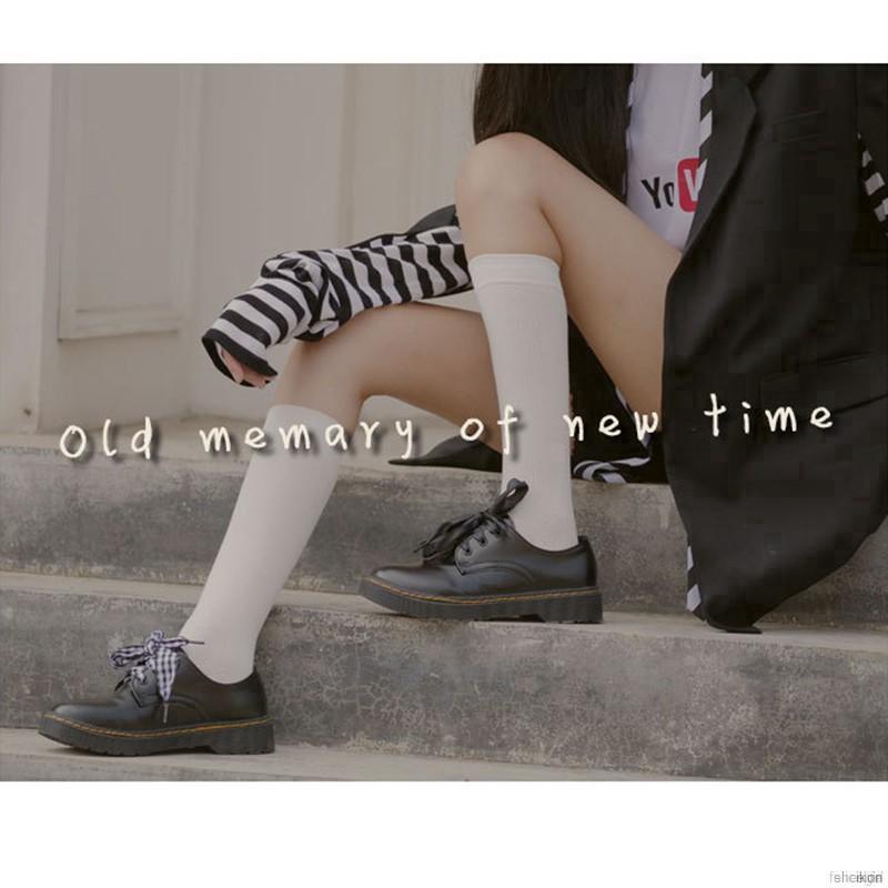 Vớ nữ hút ẩm thoáng khí màu trơn thường ngày phong cách Harajuku