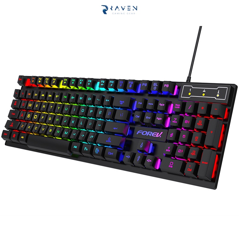 Bàn phím giả cơ gaming LED RGB, bàn phím chơi game máy tính laptop giá rẻ - Raven Gaming Gear