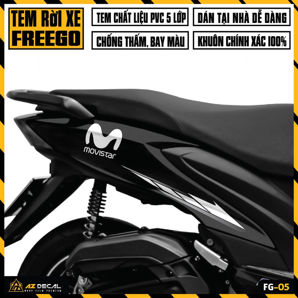 Tem Xe Yamaha FreeGo Mẫu Movistar | FG-05 | Decal Rời Dán Xe FreeGo 125 S Đẹp, Chống Nước, Chống Phai Màu