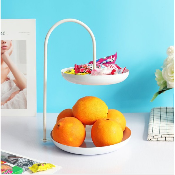 Khay đựng bánh kẹo 2 tầng chất liệu nhôm nhiều màu