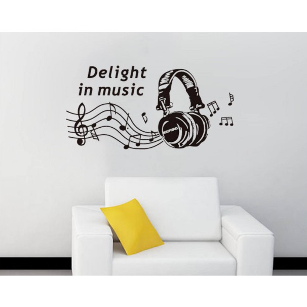 Decal trang trí tường Tai nghe Music hiện đại