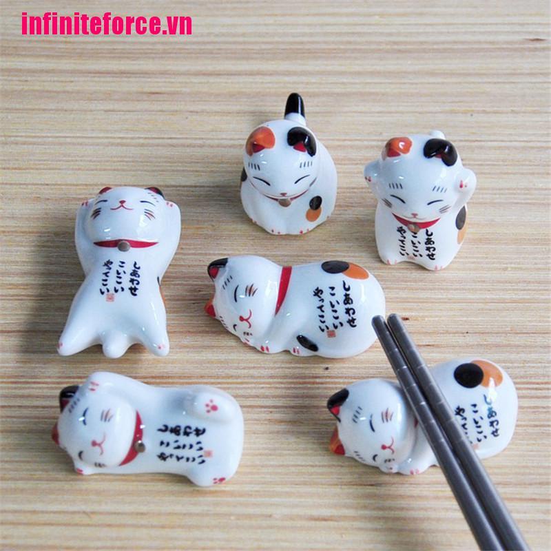 Giá Đỡ Đũa Bằng Sứ Hình Mèo May Mắn Phong Cách Nhật