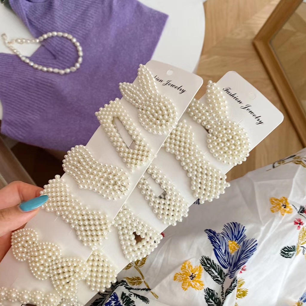 Xiaozhainv Kẹp Tóc Đính Ngọc Trai Phong Cách Hàn Quốc