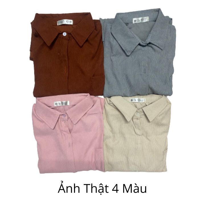 Áo Sơ Mi Nhung Tăm Nữ Dáng Rộng Vạt Bầu Zinti SM05