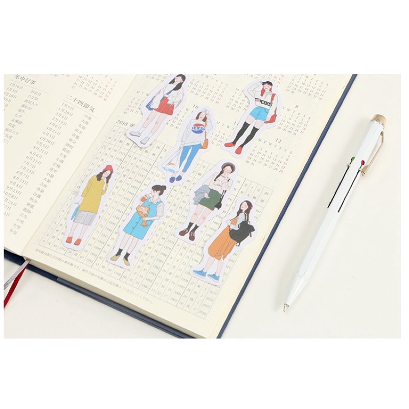 Sticker cô gái vintage trang trí sổ, bullet journal