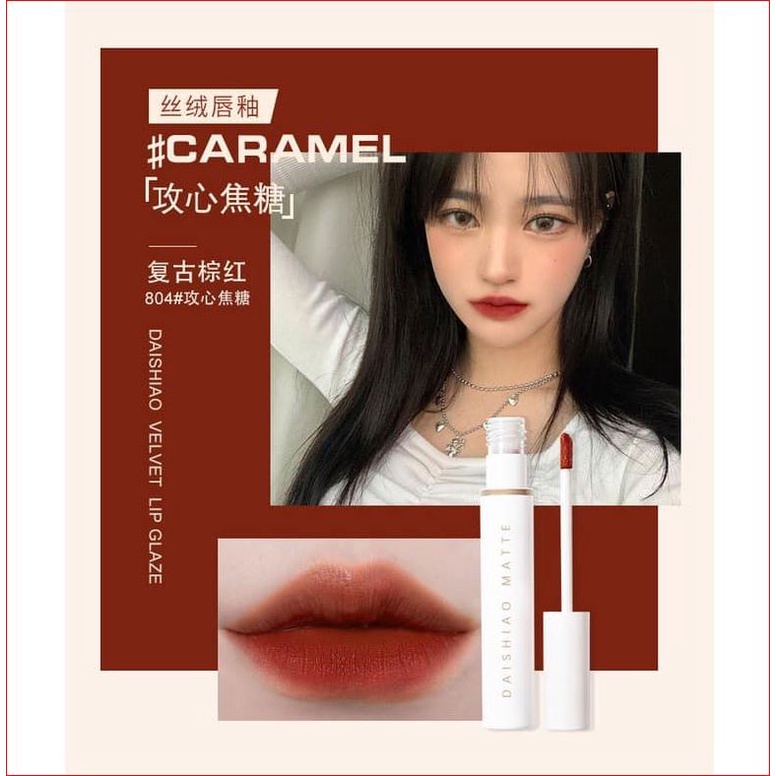 Set 4 son kem lì Lookbook Dai shiao vị đào tone đỏ nâu hottrend nổi bật