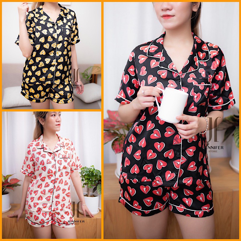 [FreeShip]Bộ Pijama Lụa Cộc Tay Nữ Cao Cấp, Bộ Đồ Ngủ Nữ Mùa Hè Họa Tiết Dễ Thương [Đồ mặc nhà nữ] [Bộ mặc nhà nữ]