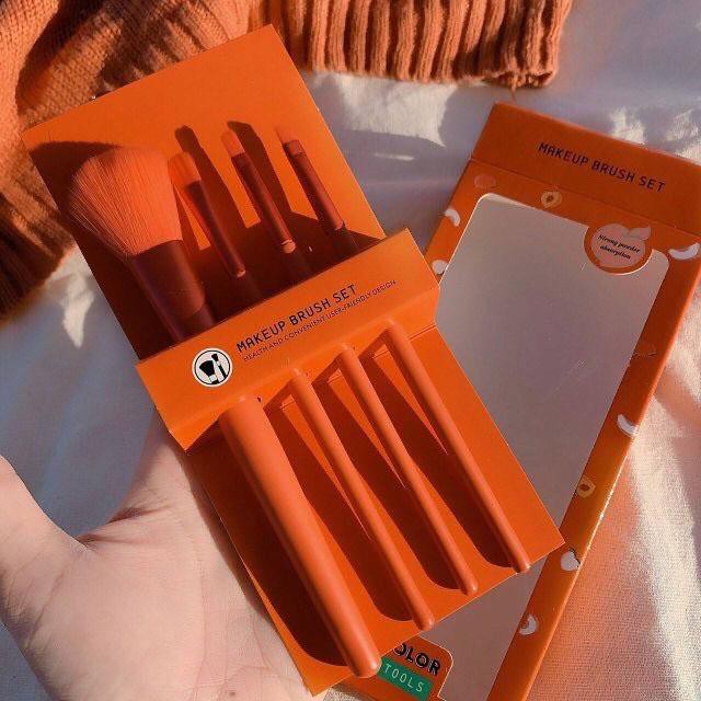 Bộ 4 Cọ Trang Điểm Tone Cam Hồng MILA COLOR Beauty Tools 5017