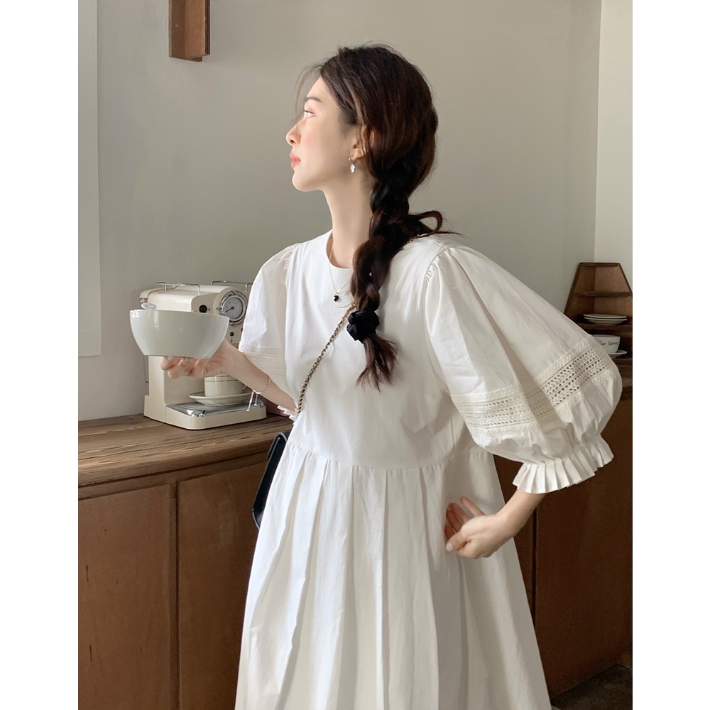 Đầm Ren Lưng Cao Ngắn Tay Thời Trang Đơn Giản 49530