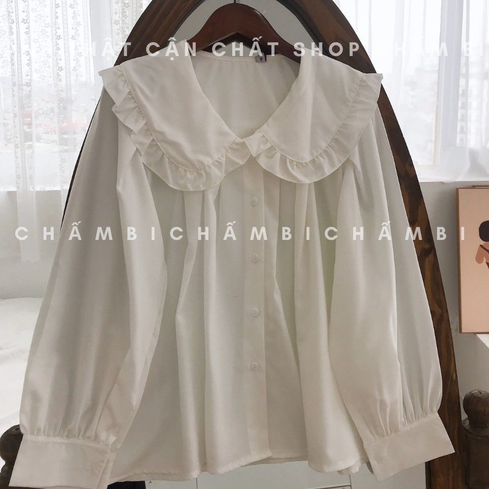 Áo Sơ Mi Babydoll Cổ Sen Bèo Xếp Ly Nhẹ Hai Bên Thân Cực Xinh - A.145