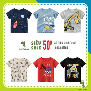 Áo phông bé trai DINOKING Áo thun trẻ em cộc tay đẹp chất cotton cao cấp cho bé 2-8 tuổi mẫu mới 2021 AT04