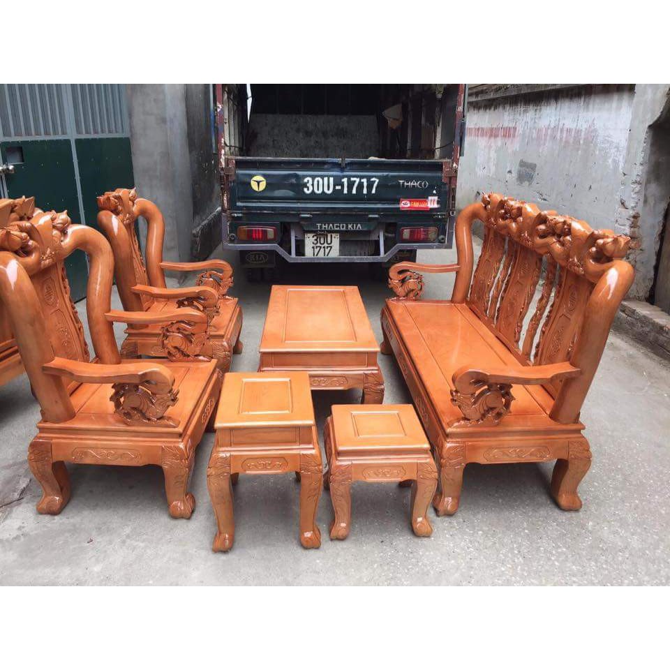 ​Bộ bàn ghế giả cổ trạm đào gỗ sồi nga