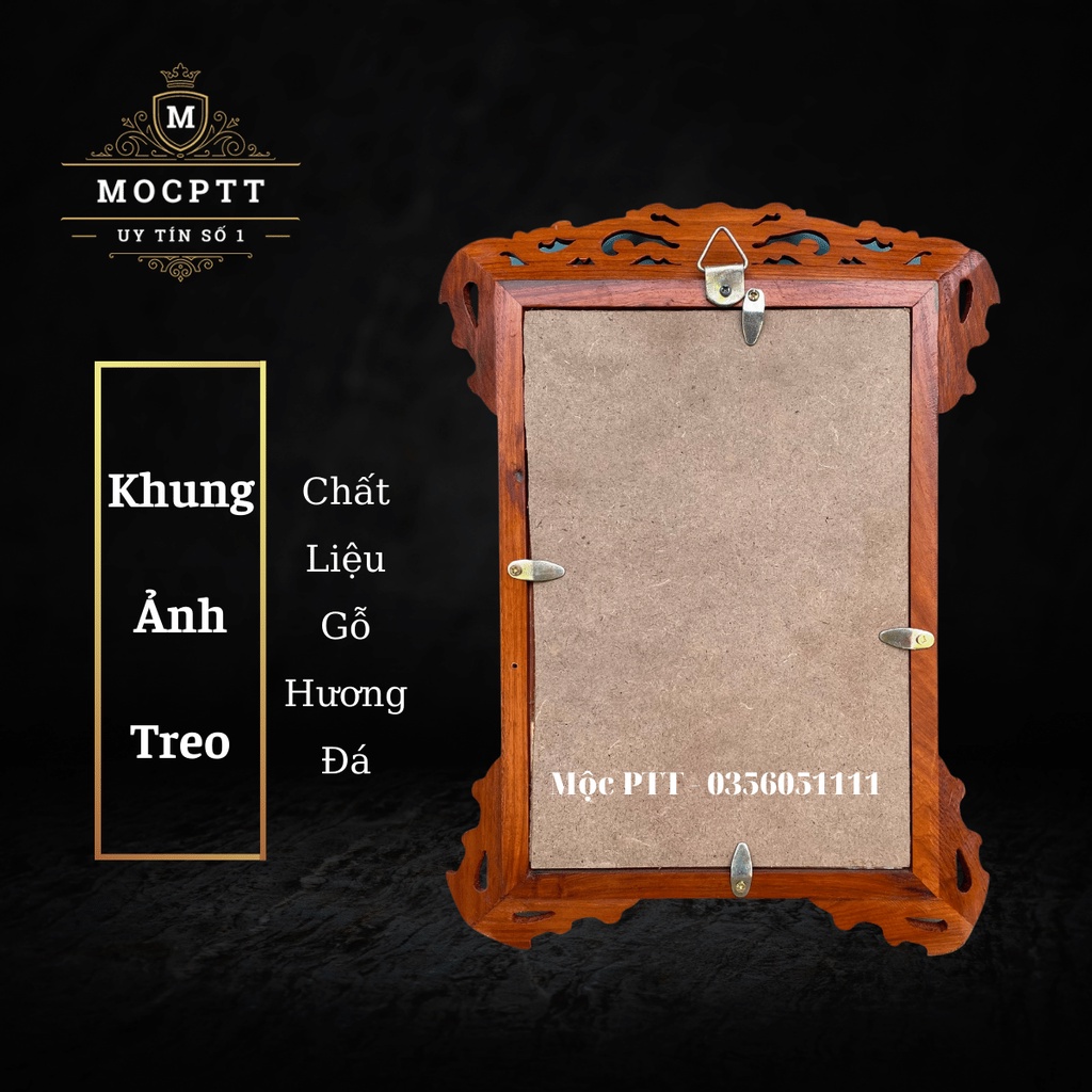 Khung ảnh thờ Treo gỗ Hương mẫu hoa lá tây kích thước ảnh 20 x 30 và 25 x 35 Cm